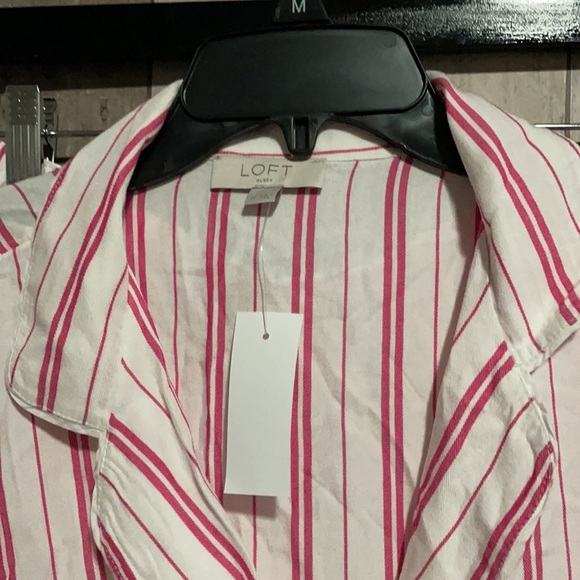 LOFT Pink Flare Striped Pajama Set Small Shorts/ Medium Shirt NEW - Picture 9 of 10